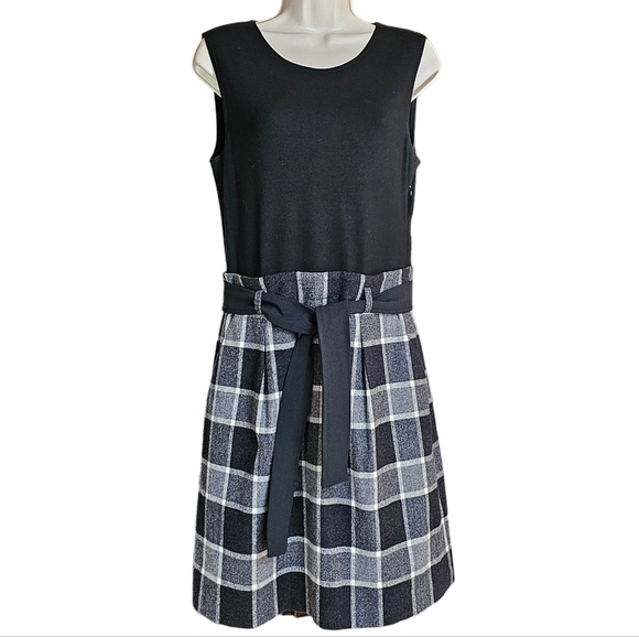 THEORY Loraine Virgin wool Angora Blend Sleeveless Plaid Skirt Dress - Picture 2 of 11